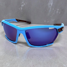 Classic Sporty Wrap Around Style SUNGLASSES Large Blue Frame - Blue Lens 2745