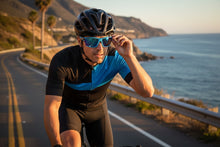 Classic Sporty Wrap Around Style SUNGLASSES Large Blue Frame - Blue Lens 2745