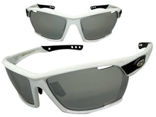 Classic Sporty Wrap Around Style SUNGLASSES Large White Frame - Chrome Lens 2745
