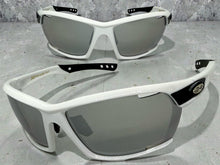Classic Sporty Wrap Around Style SUNGLASSES Large White Frame - Chrome Lens 2745