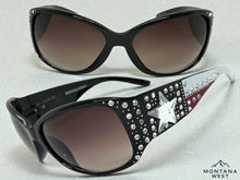 Classy Elegant Western Cowgirl Style Montana West SUNGLASSES Black Frame - Bling Texas Flag SGS-TX03