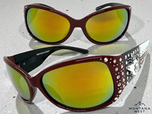 Classy Elegant Western Cowgirl Style Montana West SUNGLASSES Maroon Frame - Bling Texas Flag SGS-TX03