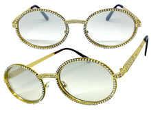 Classy Elegant Luxury Modern Hip Hop Style Bling SUNGLASSES Large Oval Gold Frame E0653