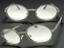 Classy Elegant Luxury Modern Hip Hop Style Bling SUNGLASSES Large Oval Silver Frame E0653