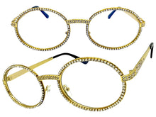 Classy Elegant Luxury Modern Hip Hop Style Bling EYEGLASSES Large Oval Gold Frame E0653