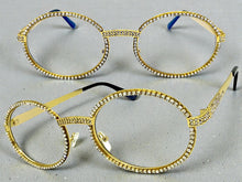 Classy Elegant Luxury Modern Hip Hop Style Bling EYEGLASSES Large Oval Gold Frame E0653
