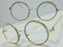 Classy Elegant Luxury Modern Hip Hop Style Bling EYEGLASSES Large Round Gold Frame E0654