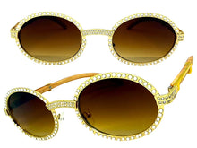 Classy Elegant Luxury Modern Hip Hop Style Bling SUNGLASSES Large Oval Gold & Faux Wooden Frame E0652