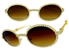 Classy Elegant Luxury Modern Hip Hop Style Bling SUNGLASSES Large Oval Gold & Marble Frame E0652