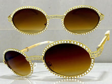 Classy Elegant Luxury Modern Hip Hop Style Bling SUNGLASSES Large Oval Gold & Marble Frame E0652