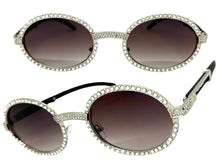 Classy Elegant Luxury Modern Hip Hop Style Bling SUNGLASSES Large Oval Silver & Faux Wooden Frame E0652