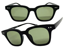 Classic Elegant Vintage Retro Style SUNGLASSES Black Frame - Green Lens 80841
