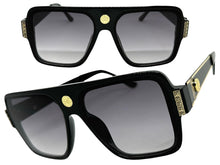 Classic Vintage Retro Luxury Hip Hop Rapper Style SUNGLASSES Large Black & Gold Frame 3078