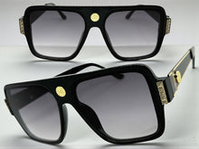 Classic Vintage Retro Luxury Hip Hop Rapper Style SUNGLASSES Large Black & Gold Frame 3078