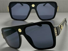 Classic Vintage Retro Luxury Hip Hop Rapper Style SUNGLASSES Large Black & Gold Frame 3078