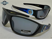 Motorcycle Riding Biker Sporty Wrap Around Choppers SUNGLASSES Safety Eyewear - Blue Flames 6763