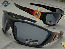Motorcycle Riding Biker Sporty Wrap Around Choppers SUNGLASSES Safety Eyewear - Orange Flames 6763
