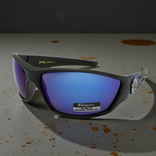 Motorcycle Riding Biker Sporty Wrap Around Choppers SUNGLASSES Safety Eyewear - Blue Flames 6763