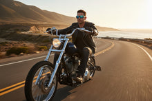 Motorcycle Riding Biker Sporty Wrap Around Choppers SUNGLASSES Safety Eyewear - Blue Flames 6763