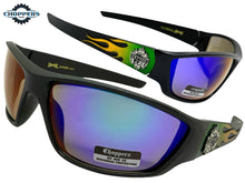 Motorcycle Riding Biker Sporty Wrap Around Choppers SUNGLASSES Safety Eyewear - Green Flames 6763