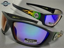 Motorcycle Riding Biker Sporty Wrap Around Choppers SUNGLASSES Safety Eyewear - Green Flames 6763