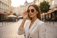 Classic Elegant Vintage Retro Style POLARIZED SUNGLASSES Gold Frame - Brown Lens 3021