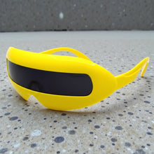 Oversized Space Futuristic Robotic Cyclops Shield Costume Party SUNGLASSES Large Yellow Frame 1230