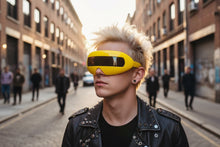 Oversized Space Futuristic Robotic Cyclops Shield Costume Party SUNGLASSES Large Yellow Frame 1230