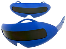Oversized Space Futuristic Robotic Cyclops Shield Costume Party SUNGLASSES Large Blue Frame 1230