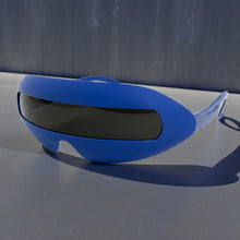 Oversized Space Futuristic Robotic Cyclops Shield Costume Party SUNGLASSES Large Blue Frame 1230