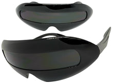 Oversized Space Futuristic Robotic Cyclops Shield Costume Party SUNGLASSES Large Black Frame 1230