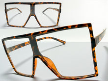 Oversized Modern Retro Shield Style Clear Lens EYEGLASSES X-Large Tortoise Frame 89265