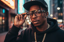 Classic Vintage Retro Aviator Style Blue Light Block EYEGLASSES Black Frame 15036