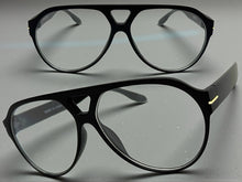 Classic Vintage Retro Aviator Style Blue Light Block EYEGLASSES Black Frame 15036