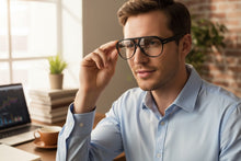 Classic Vintage Retro Aviator Style Blue Light Block EYEGLASSES Black Frame 15036