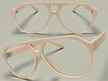 Classic Vintage Retro Aviator Style Blue Light Block EYEGLASSES Cream Frame 15036