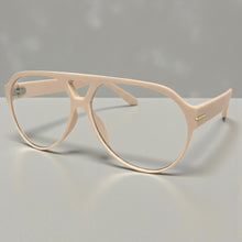 Classic Vintage Retro Aviator Style Blue Light Block EYEGLASSES Cream Frame 15036