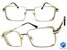 Classy Elegant Modern Contemporary Style Clear Lens Blue Light Block Computer EYEGLASSES Square Gold Frame 76017