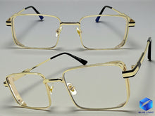 Classy Elegant Modern Contemporary Style Clear Lens Blue Light Block Computer EYEGLASSES Square Gold Frame 76017