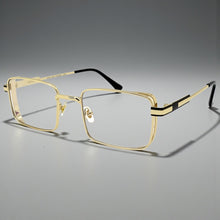Classy Elegant Modern Contemporary Style Clear Lens Blue Light Block Computer EYEGLASSES Square Gold Frame 76017