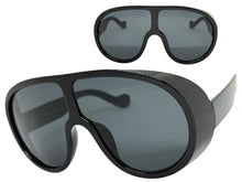 Oversized Exaggerated Vintage Retro Shield Style SUNGLASSES X-Large Black Frame - Dark Lens 58843