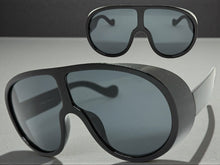 Oversized Exaggerated Vintage Retro Shield Style SUNGLASSES X-Large Black Frame - Dark Lens 58843