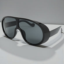 Oversized Exaggerated Vintage Retro Shield Style SUNGLASSES X-Large Black Frame - Dark Lens 58843