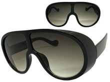 Oversized Exaggerated Vintage Retro Shield Style SUNGLASSES X-Large Black Frame - Gradient Lens 58843