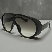 Oversized Exaggerated Vintage Retro Shield Style SUNGLASSES X-Large Black Frame - Gradient Lens 58843