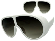 Oversized Exaggerated Vintage Retro Shield Style SUNGLASSES X-Large White Frame - Gradient Lens 58843