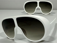 Oversized Exaggerated Vintage Retro Shield Style SUNGLASSES X-Large White Frame - Gradient Lens 58843