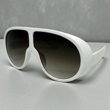 Oversized Exaggerated Vintage Retro Shield Style SUNGLASSES X-Large White Frame - Gradient Lens 58843