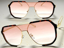 Classy Trendy Bold Modern Retro Shield Style SUNGLASSES Tortoise Frame - Light Pink Lens 5399