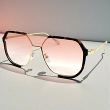 Classy Trendy Bold Modern Retro Shield Style SUNGLASSES Tortoise Frame - Light Pink Lens 5399